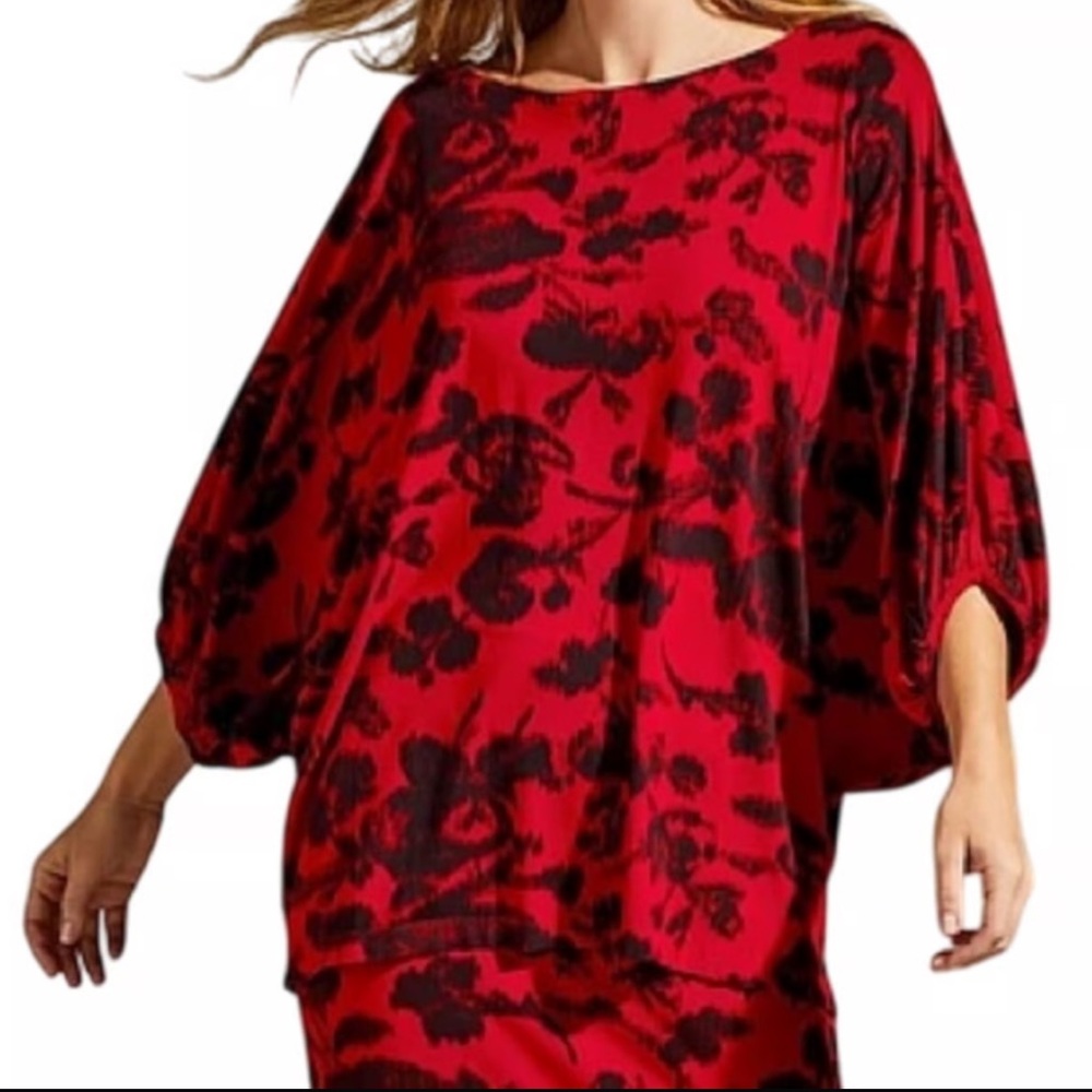 Bryn Walker Wildest Tunic , Red and Black Patterned